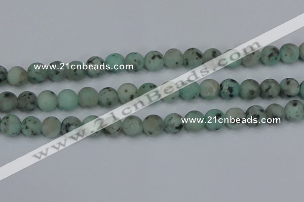 CLJ414 15.5 inches 12mm round matte sesame jasper beads wholesale