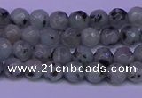 CLJ420 15.5 inches 4mm faceted round sesame jasper beads