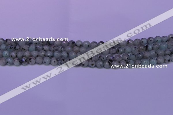 CLJ421 15.5 inches 6mm faceted round sesame jasper beads