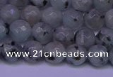 CLJ422 15.5 inches 8mm faceted round sesame jasper beads