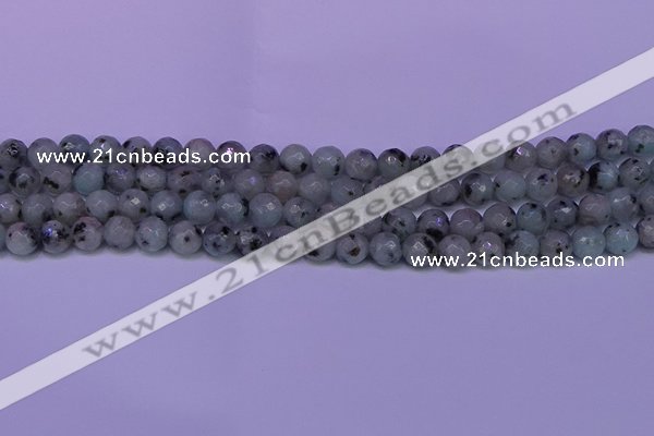 CLJ422 15.5 inches 8mm faceted round sesame jasper beads