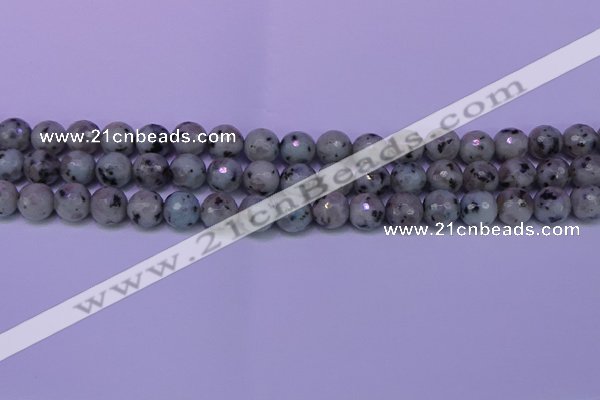 CLJ423 15.5 inches 10mm faceted round sesame jasper beads