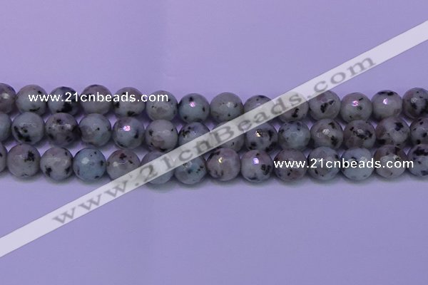 CLJ425 15.5 inches 14mm faceted round sesame jasper beads