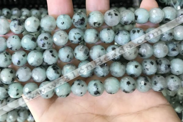 CLJ431 15.5 inches 8mm faceted round sesame jasper beads