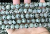 CLJ432 15.5 inches 10mm faceted round sesame jasper beads