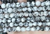 CLJ550 15.5 inches 6mm,8mm,10mm & 12mm faceted round sesame jasper beads