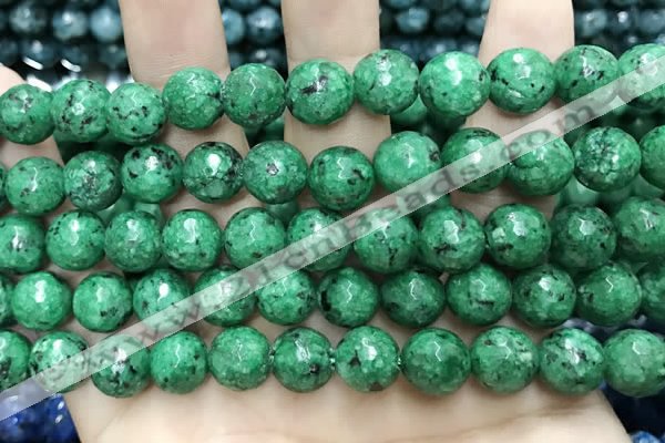 CLJ575 15 inches 10mm faceted round sesame jasper beads