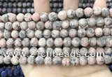 CLJ581 15 inches 8mm round matte sesame jasper beads