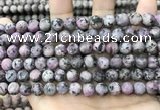 CLJ585 15 inches 8mm round matte sesame jasper beads