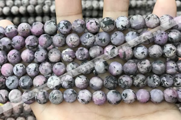 CLJ585 15 inches 8mm round matte sesame jasper beads