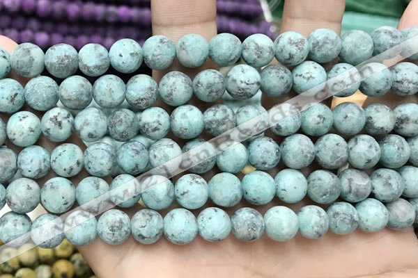 CLJ591 15 inches 8mm round matte sesame jasper beads