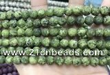 CLJ593 15 inches 8mm round matte sesame jasper beads