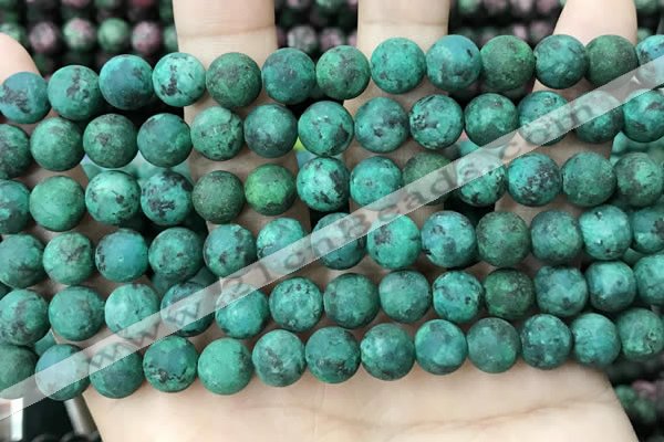 CLJ594 15 inches 8mm round matte sesame jasper beads