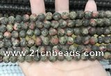 CLJ596 15 inches 8mm round matte sesame jasper beads