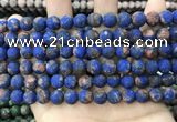 CLJ597 15 inches 8mm round matte sesame jasper beads