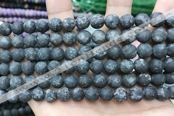 CLJ598 15 inches 8mm round matte sesame jasper beads