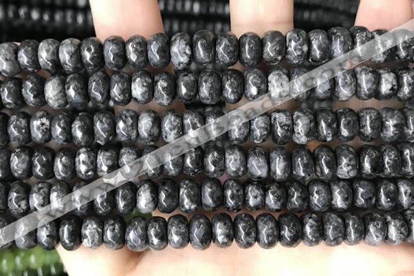 CLJ622 15 inches 5*8mm faceted round sesame jasper beads