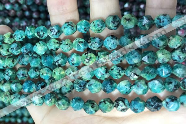 CLJ629 15 inches 8mm faceted nuggets sesame jasper beads