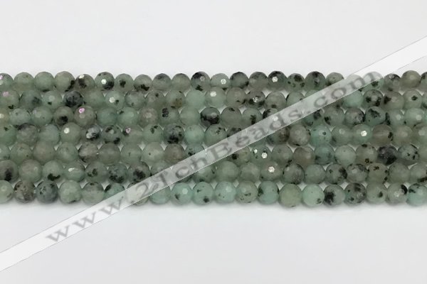 CLJ640 15.5 inches 6mm faceted round sesame jasper beads wholesale