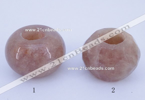 CLO21 19*30mm rondelle loose strawberry quartz gemstone beads wholesale