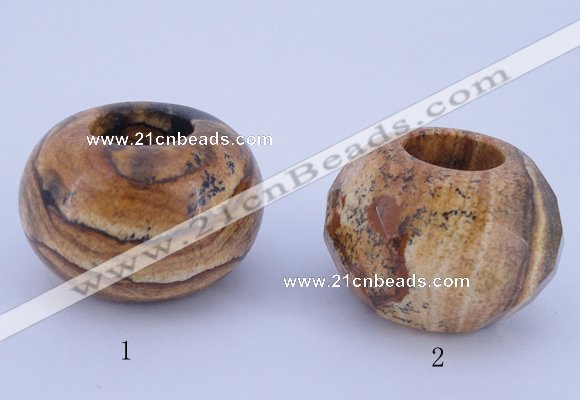 CLO27 19*30mm rondelle loose picture jasper gemstone beads wholesale