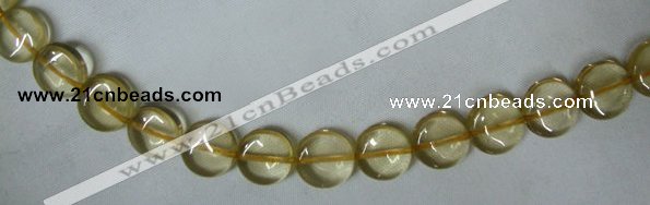 CLQ04 15.5 inches 12mm coin natural lemon quartz beads Wholesale