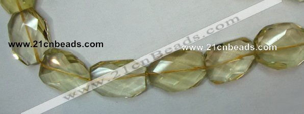 CLQ05 faceted freeform brick natural lemon quartz beads