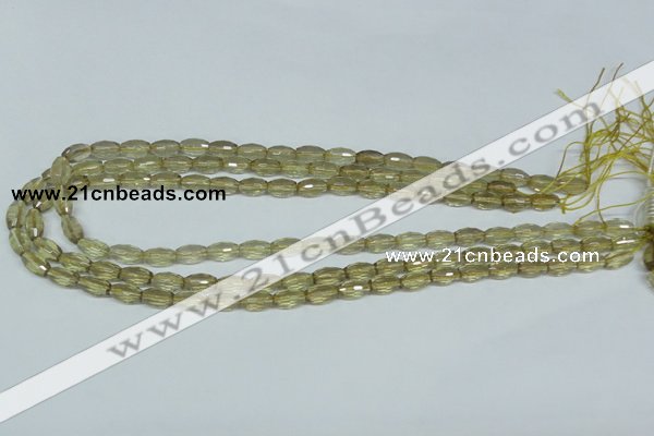 CLQ09 15.5 inches 8*16mm faceted rice natural lemon quartz beads