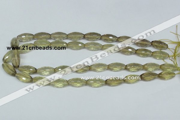 CLQ12 15.5 inches 10*20mm faceted rice natural lemon quartz beads