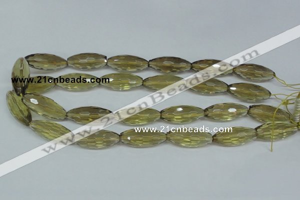 CLQ14 15.5 inches 12*30mm faceted rice natural lemon quartz beads