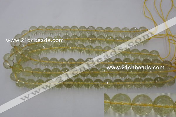 CLQ164 15.5 inches 12mm faceted round natural lemon quartz beads