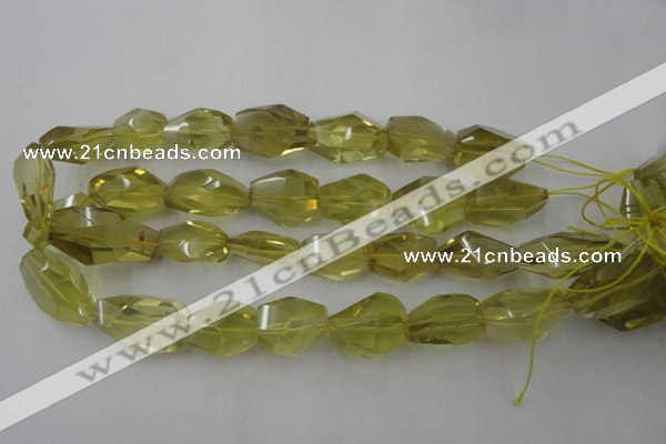 CLQ175 14*20mm – 16*28mm faceted nuggets natural lemon quartz beads