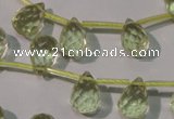 CLQ250 Top-drilled 8*12mm faceted teardrop natural lemon quartz beads