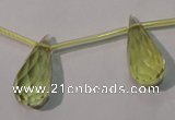 CLQ252 Top-drilled 10*20mm faceted teardrop natural lemon quartz beads