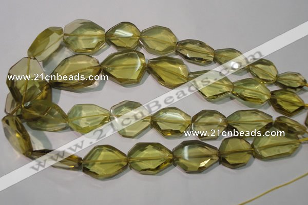 CLQ262 15.5 inches 10*25mm – 25*33mm faceted freeform lemon quartz beads