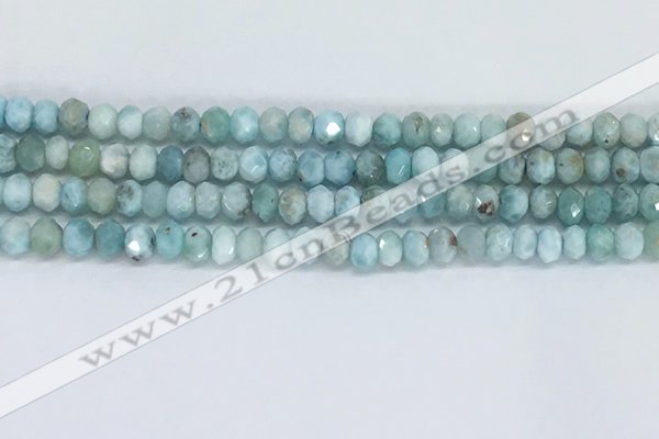 CLR110 15.5 inches 3*5mm faceted rondelle natural larimar beads