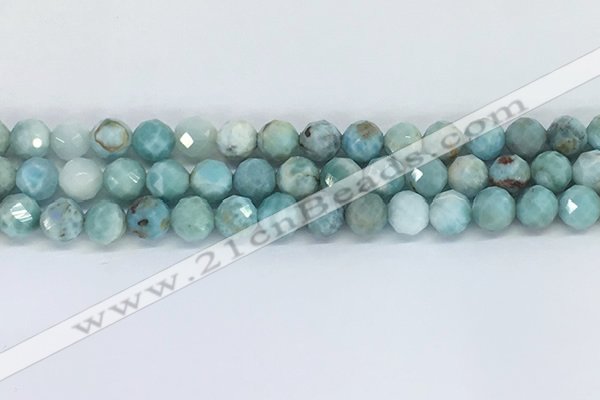 CLR119 15.5 inches 8mm faceted round larimar gemstone beads