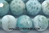 CLR157 15 inches 10mm faceted round larimar gemstone beads