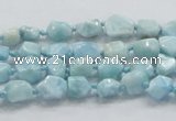 CLR25 15.5 inches 6*8mm nugget natural larimar gemstone chips beads