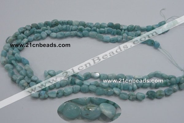 CLR33 15.5 inches 7*8mm nugget natural larimar gemstone beads