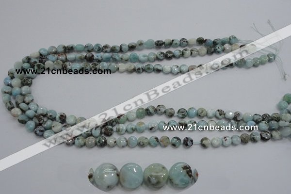 CLR34 15.5 inches 7mm flat round natural larimar gemstone beads