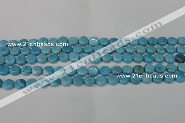 CLR360 15.5 inches 10mm flat round dyed larimar gemstone beads