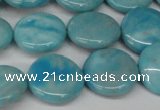 CLR362 15.5 inches 14mm flat round dyed larimar gemstone beads
