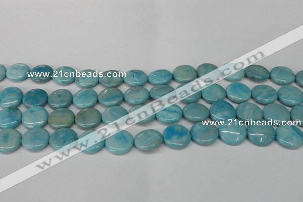 CLR362 15.5 inches 14mm flat round dyed larimar gemstone beads