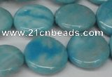 CLR364 15.5 inches 18mm flat round dyed larimar gemstone beads