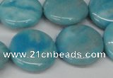 CLR365 15.5 inches 20mm flat round dyed larimar gemstone beads