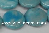 CLR366 15.5 inches 25mm flat round dyed larimar gemstone beads