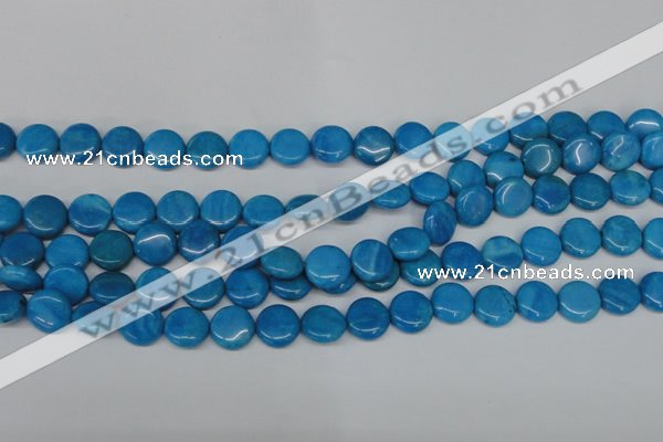 CLR410 15.5 inches 10mm flat round dyed larimar gemstone beads