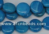 CLR412 15.5 inches 14mm flat round dyed larimar gemstone beads