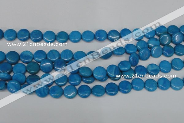 CLR412 15.5 inches 14mm flat round dyed larimar gemstone beads